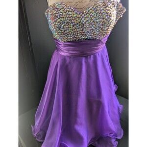 BG Haute Beaded Strapless Purple Cocktail Club Dress Sz 8